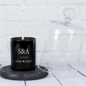 Vela personalizada con iniciales y campana de cristal