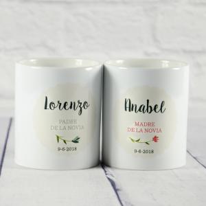 Pack de tazas para padrinos de boda