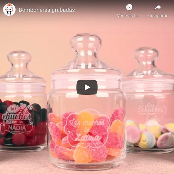 Vídeo Tarro de chuches de cristal personalizado de Unicornio