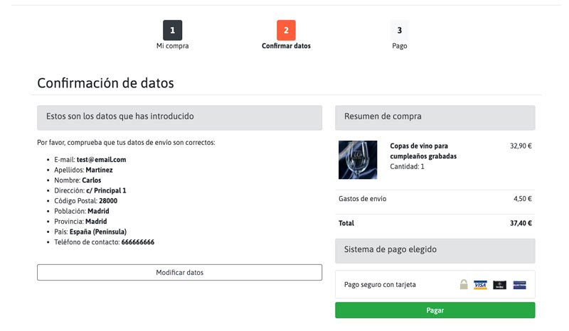 Paso 4: Confirmación de datos