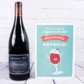 Botella de vino etiqueta Gran Reserva 'Cumplea&ntilde;os'