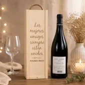 Caja botella de vino con texto grabado