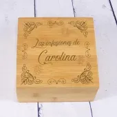 Caja de t&eacute; grabada en Bamb&uacute;