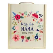 Caja de vino personalizada 'Flores para mam&aacute;'