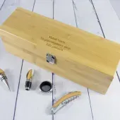 Caja sumiller de Bamb&uacute; grabada