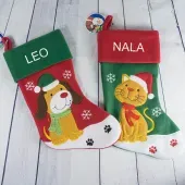 Calcet&iacute;n Navide&ntilde;o bordado 'Mis mascotas'