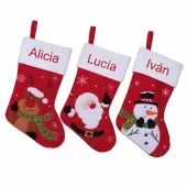 Calcet&iacute;n Navide&ntilde;o rojo bordado