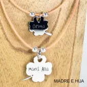 Colgante tr&eacute;bol madre e hija personalizado