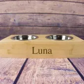 Comedero de bamb&uacute; para mascota personalizado
