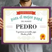 Diploma para el mejor pap&aacute; personalizado