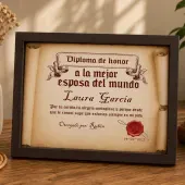 Diploma pergamino a la mejor esposa