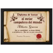Diploma pergamino al mejor compa&ntilde;ero