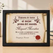 Diploma pergamino al mejor primo