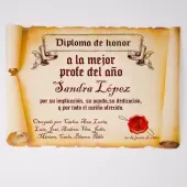 Diploma pergamino al mejor profesor del a&ntilde;o