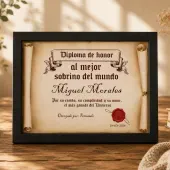Diploma pergamino al mejor sobrino
