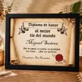 Diploma pergamino al mejor t&iacute;o