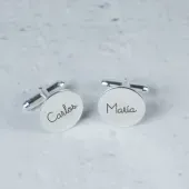 Gemelos de plata redondos grabados