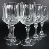 Juego de 6 copas de vino talladas grabadas
