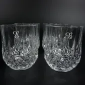 Juego de 6 vasos de whisky tallados grabados