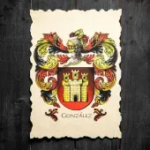 L&aacute;mina con escudo en papel pergamino
