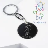 Llavero de plata con el dibujo de tu hijo grabado