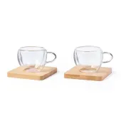 Pack de dos tazas de cristal y bamb&uacute;