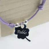 Pulsera de plata tr&eacute;bol personalizada