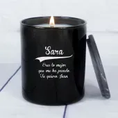 Vela grabada con nombre y dedicatoria