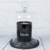 Vela grabada con motivo en campana de cristal