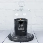 Vela grabada 'I love' con campana de cristal