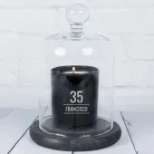 Vela grabada para cumplea&ntilde;os con campana de cristal