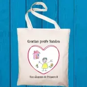 Bolsa tote BIO personalizada con dibujo para profe