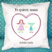 Coj&iacute;n personalizado coraz&oacute;n con dibujo de tu hijo