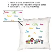 Coj&iacute;n personalizado firmas para profe