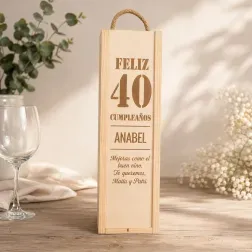 Caja botella de vino cumpleaños