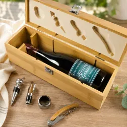 Caja sumiller Bambú grabada con vino personalizado