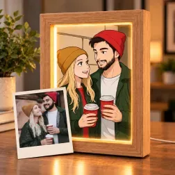 Retrato personalizado en marco luminoso
