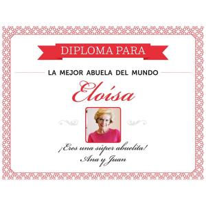 Diploma para la mejor abuela con foto