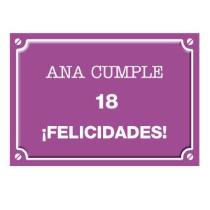 Placa de calle '18 años' personalizada