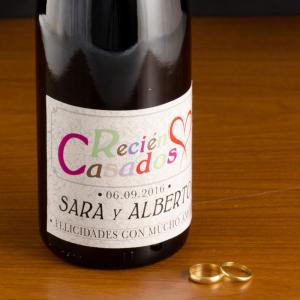 Botella de vino especial boda