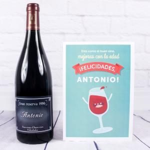 Botella de vino etiqueta Gran Reserva 'Cumpleaños'
