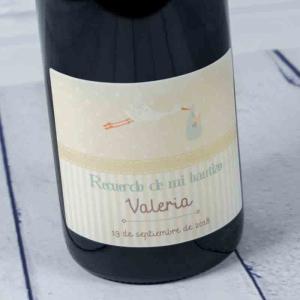 Botella de vino para bautizos personalizada