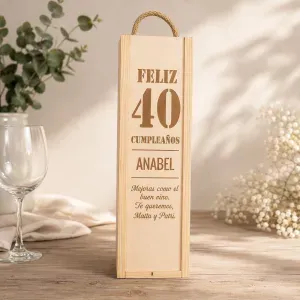 Caja botella de vino cumpleaños