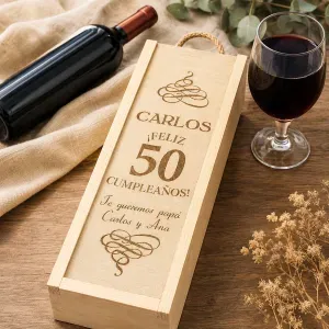 Caja botella de vino especial cumpleaños