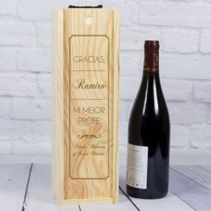 Caja botella de vino Gracias profe