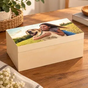 Caja de madera con tapa personalizada con foto