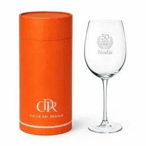 Copa de vino grabada para cumpleaños