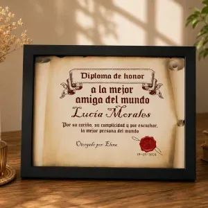 Diploma pergamino a la mejor amiga