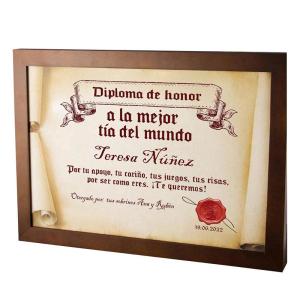 Diploma pergamino a la mejor tía
