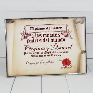 Diploma pergamino a los mejores padres del mundo